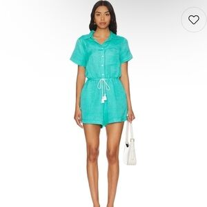 Show Me Your Mumu Daylight Romper in Teal Linen
